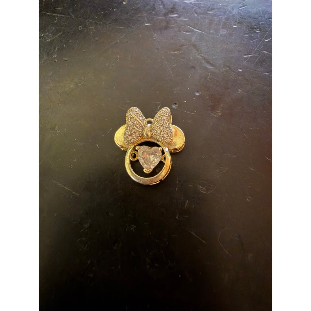 Disney Minnie Mouse Bowtiful Gold Necklace Charm Pendant Crystal Silver Plated - Picture 7 of 12